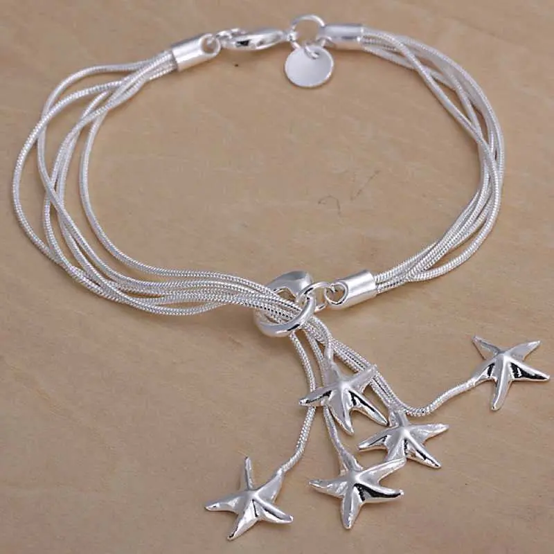 Silver Plated Jewelry Bracelet Fine Star Pendant Bracelet And Retail 99 1