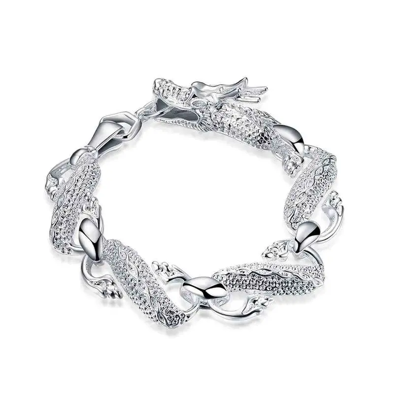 Silver Plated Jewelry Bracelet Fine White Dragon Bracelet And Retail 36 1