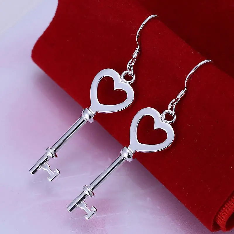 Silver Plated Jewelry Earring Heart Shaped Spoon Drop Pendientes Sport 1