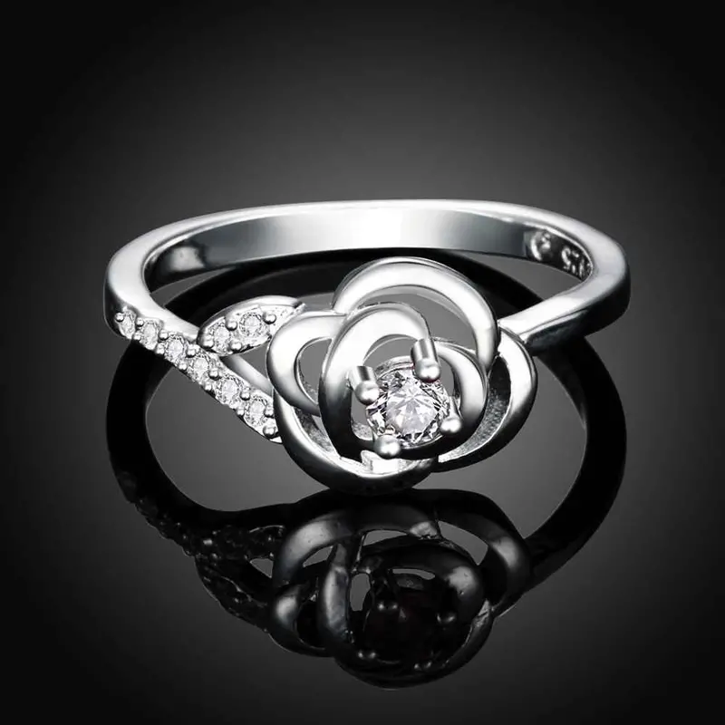 Silver Plated Jewelry Rings Flower Core Aliancas Costume Jewellery Fspr 18 4