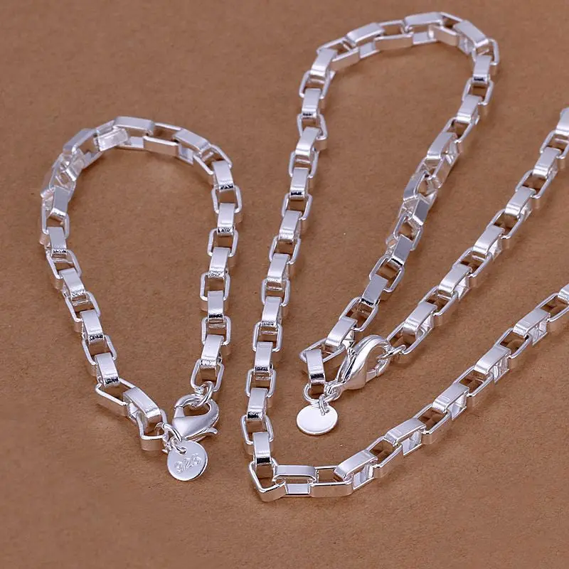 Silver Plated Jewelry Sets Necklace Bracelet Bangle Earring Ring Smts126 1