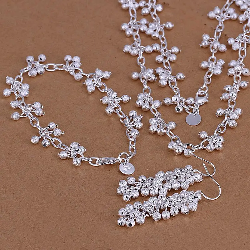Silver Plated Jewelry Sets Necklace Bracelet Bangle Earring Ring Smts128 1