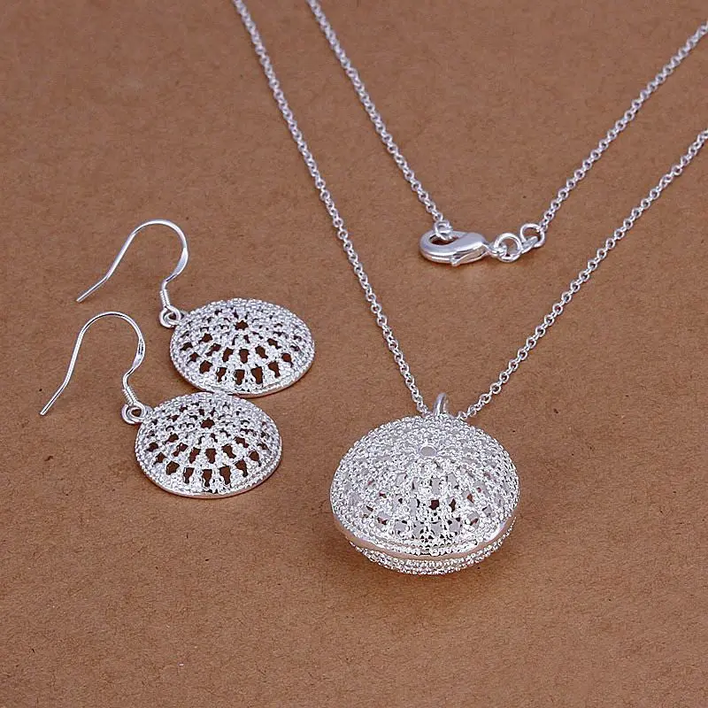 Silver Plated Jewelry Sets Necklace Bracelet Bangle Earring Ring Smts2 2 1