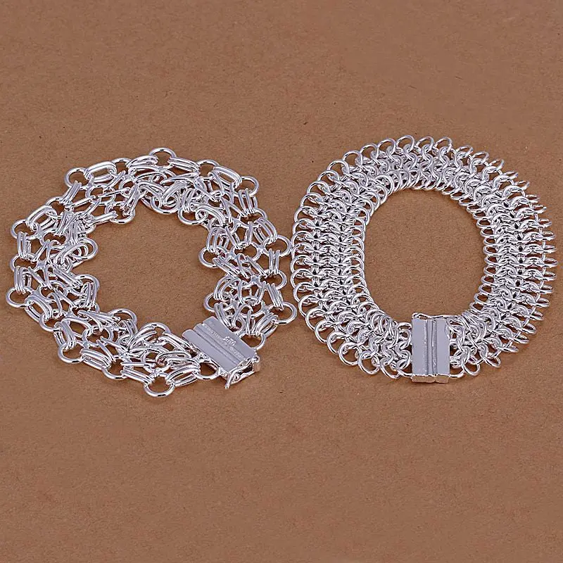 Silver Plated Jewelry Sets Necklace Bracelet Bangle Earring Ring Smts2 9 1