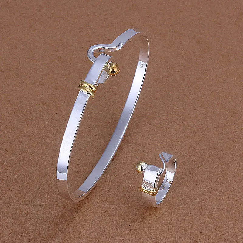 Silver Plated Jewelry Sets Necklace Bracelet Bangle Earring Ring Smts279 1