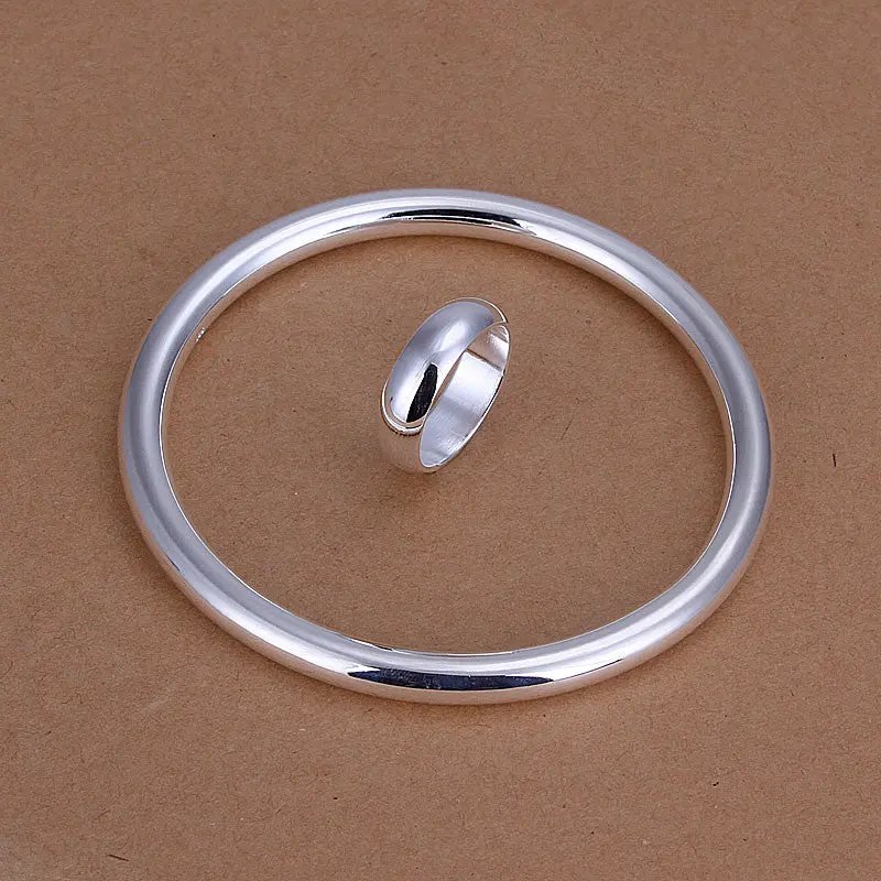 Silver Plated Jewelry Sets Necklace Bracelet Bangle Earring Ring Smts332 1