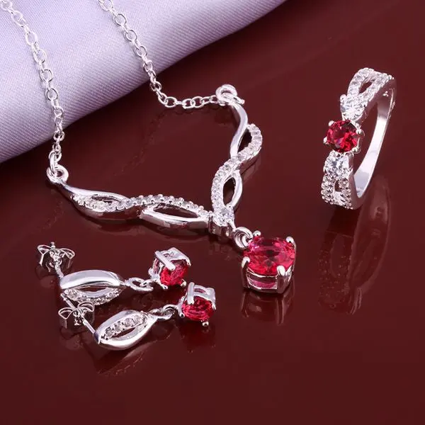 Silver Plated Jewelry Sets Red Month R+E+N African Jewelry Set Bijoux Femme 51 1