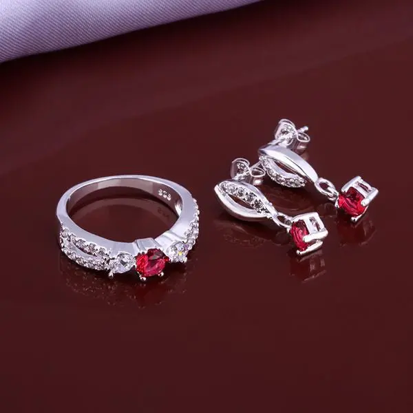 Silver Plated Jewelry Sets Red Month R+E+N African Jewelry Set Bijoux Femme 51 2