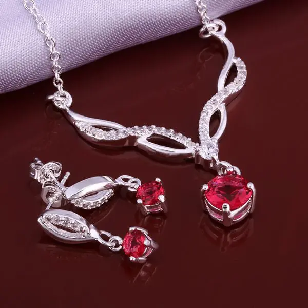 Silver Plated Jewelry Sets Red Month R+E+N African Jewelry Set Bijoux Femme 51 3