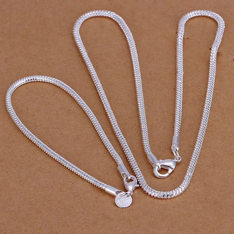 Silver Plated Jewelry Sets Silver-Plated Necklace Bracelet Smts 76 1