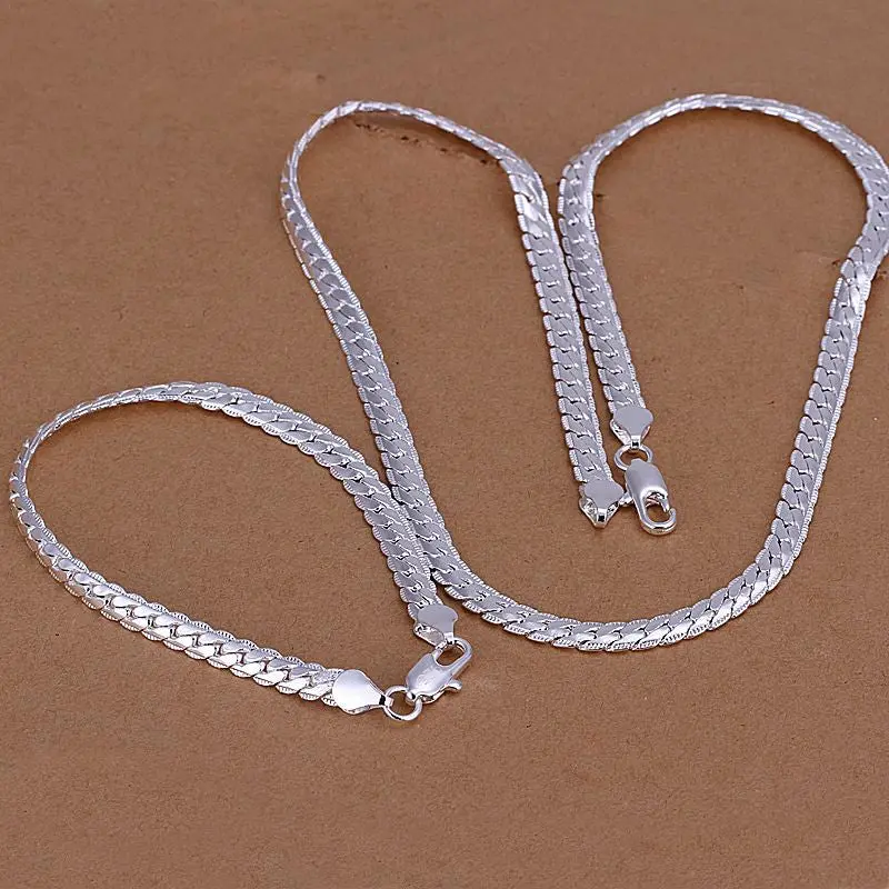 Silver Plated Jewelry Sets Silver-Plated Necklace Bracelet Smts 85 1
