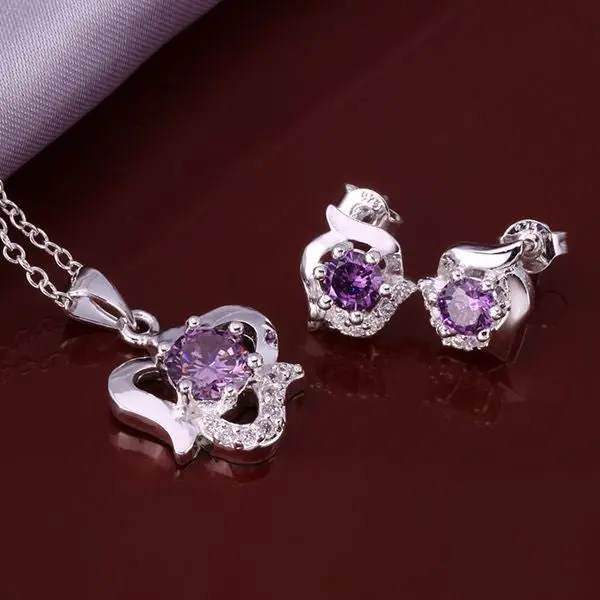 Silver Plated Jewelry Sets White Rose R+E+N Sets Bijoux 52 6
