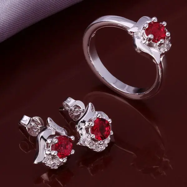 Silver Plated Jewelry Sets White Rose R+E+N Sets Bijoux 52 7