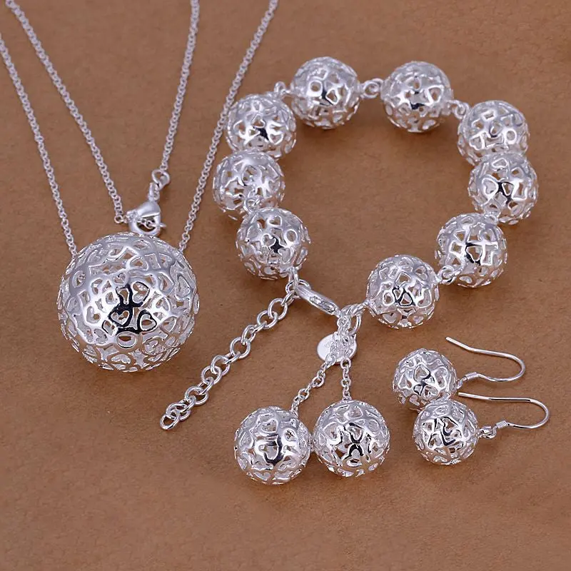 Silver Plated Jewery Sets Necklace Bracelet Bangle Earring Ring Smts11 1