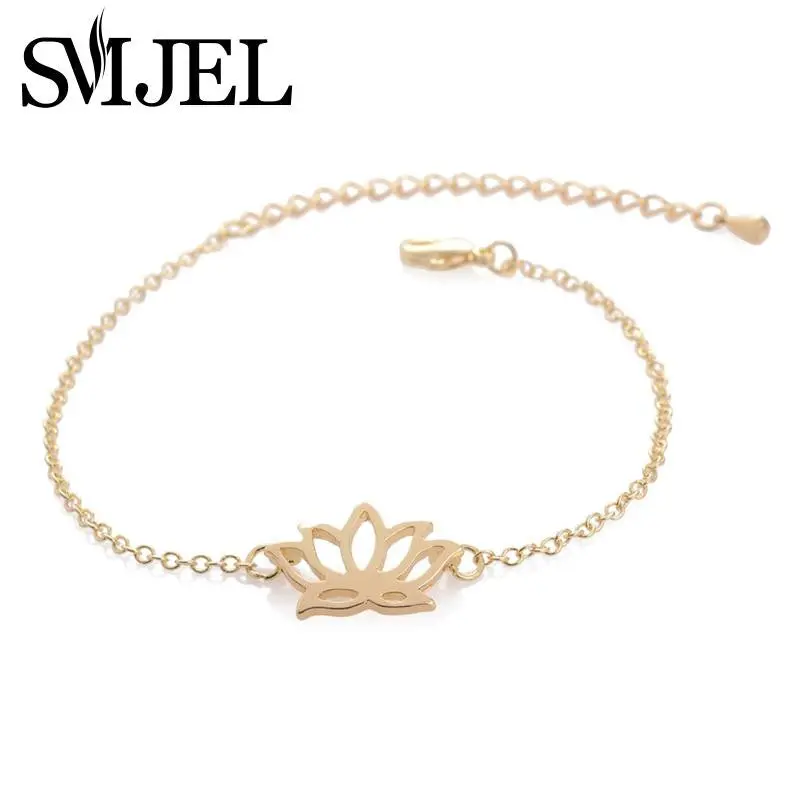 Silver Plated Lotus Bracelet Love Plant Flower Bracelets Girl Jewelry B002 1