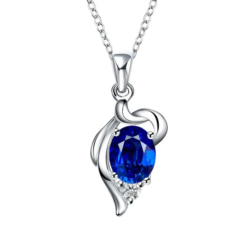 Silver Plated Necklace Insets Heart Big Necklace Ruby Jewelry 1