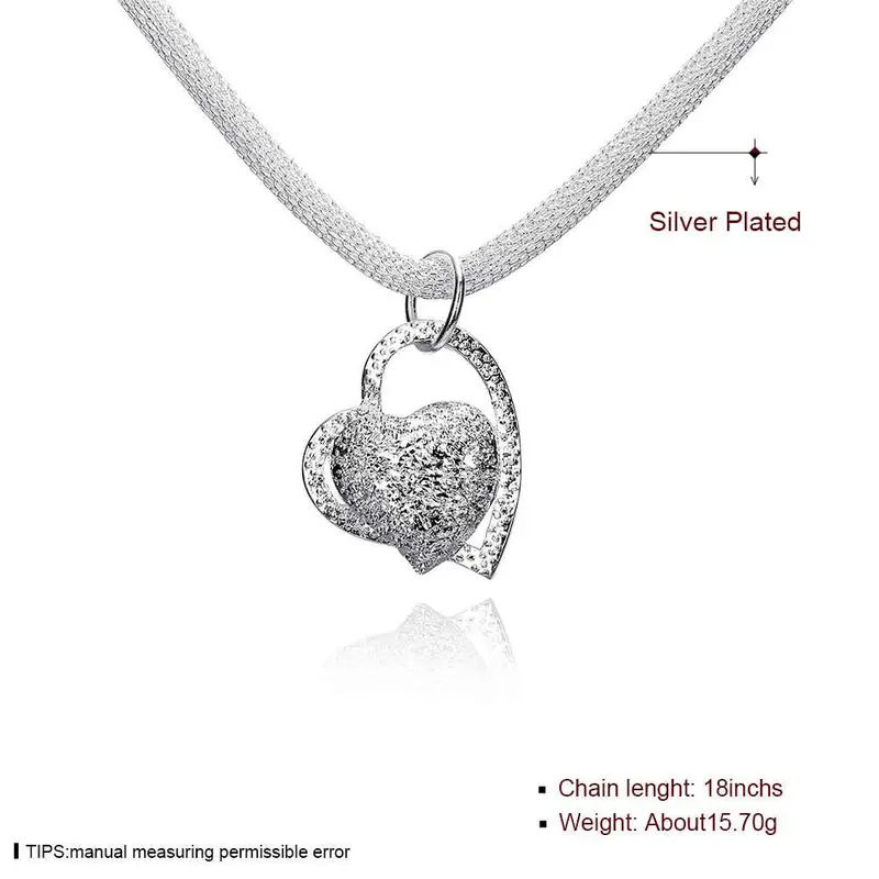 Silver Plated Necklace Men Inlaid Stone Heart Colares Hand Madeball 27 2