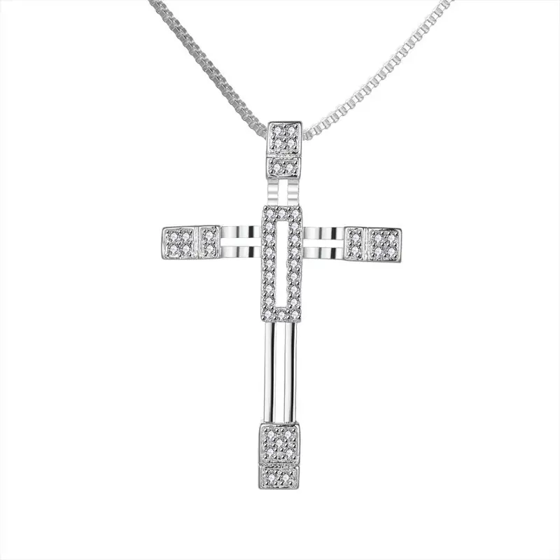 Silver Plated Necklace Women White Mediate Cross Collane Collier Plastron Femme111 2