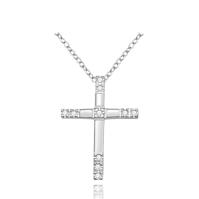 Silver Plated Necklace Women White Mediate Cross Collane Collier Plastron Femme111 5