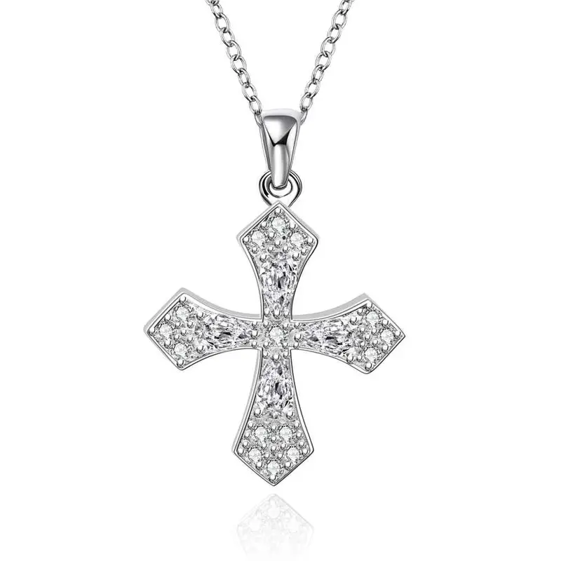 Silver Plated Necklace Women White Mediate Cross Collane Collier Plastron Femme111 9