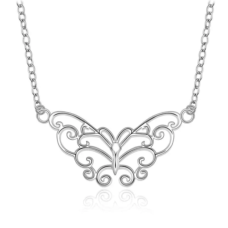 Silver Plated Necklaces Big Butterfly Choker Bijoux124 1