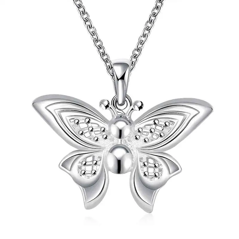 Silver Plated Necklaces Big Butterfly Choker Bijoux124 2