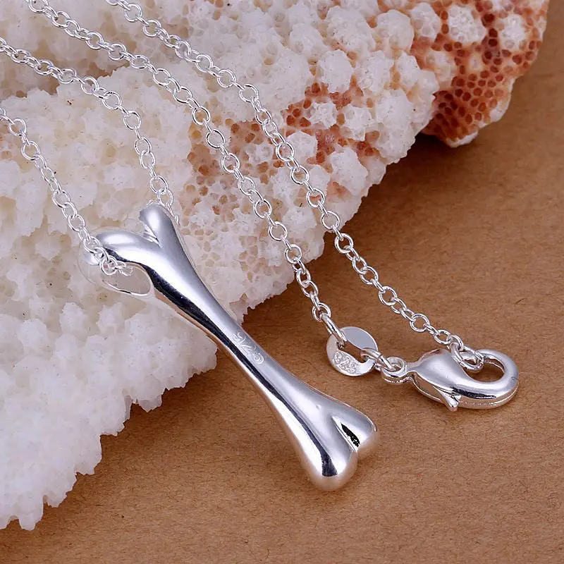 Silver Plated Necklaces &Amp; Pendants Large Bones Collares Mujer Gift For Her 1