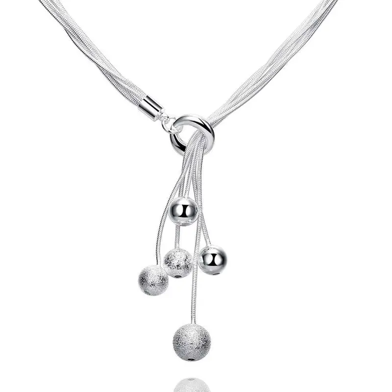 Silver Plated Necklaces & Pendants Light Sand Bead Collares Mujer 222 1