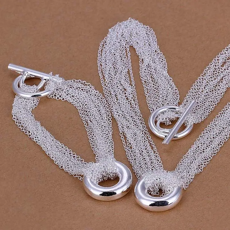 Silver Plated Net " "Cute Fine Stud Bracelet Jewelry Sets Smts 98 1