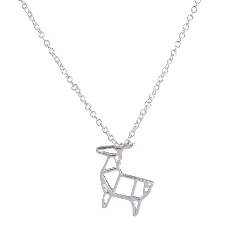 Silver Plated Origami Deerhorse Necklace Charms Price Promotion 30Pcs-N067 2