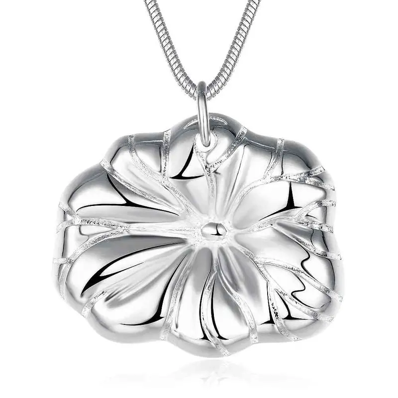 Silver Plated Pendant Chrysanthemum Big Necklace 788 1