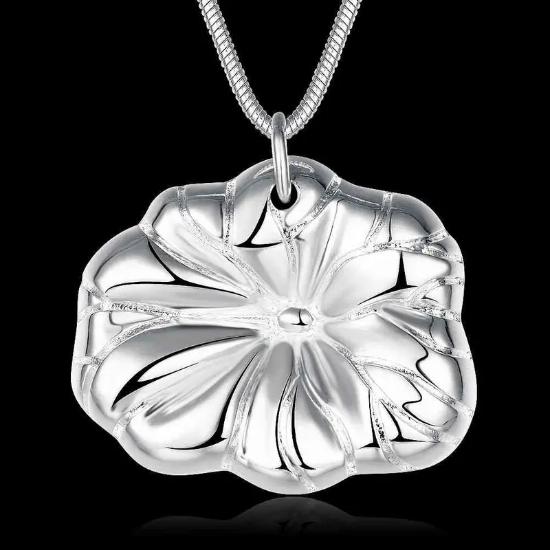 Silver Plated Pendant Chrysanthemum Big Necklace 788 2