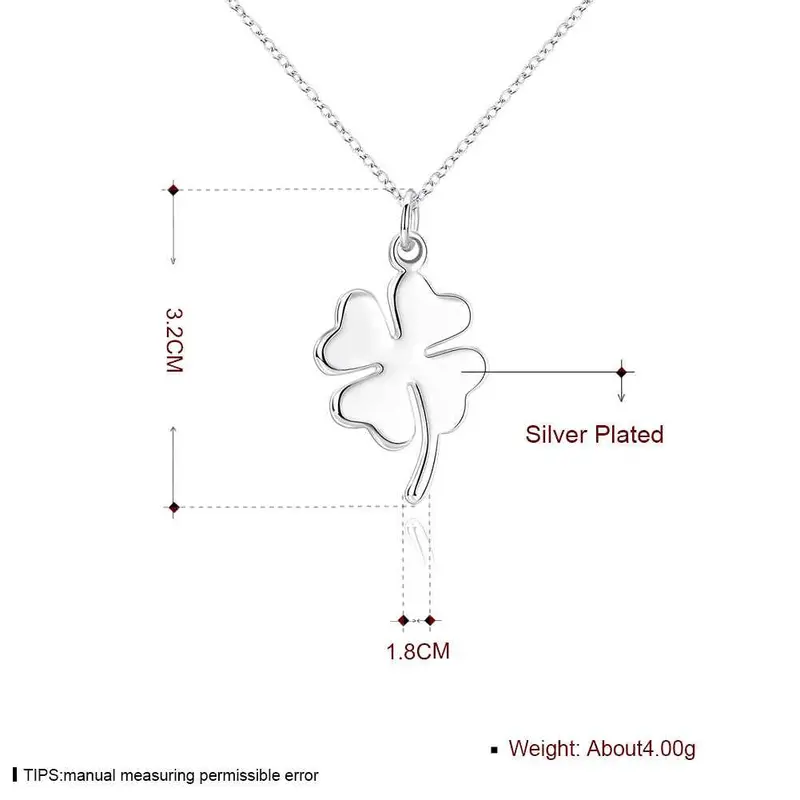 Silver-Plated Pendant Clover Collier Men Jewelry 2