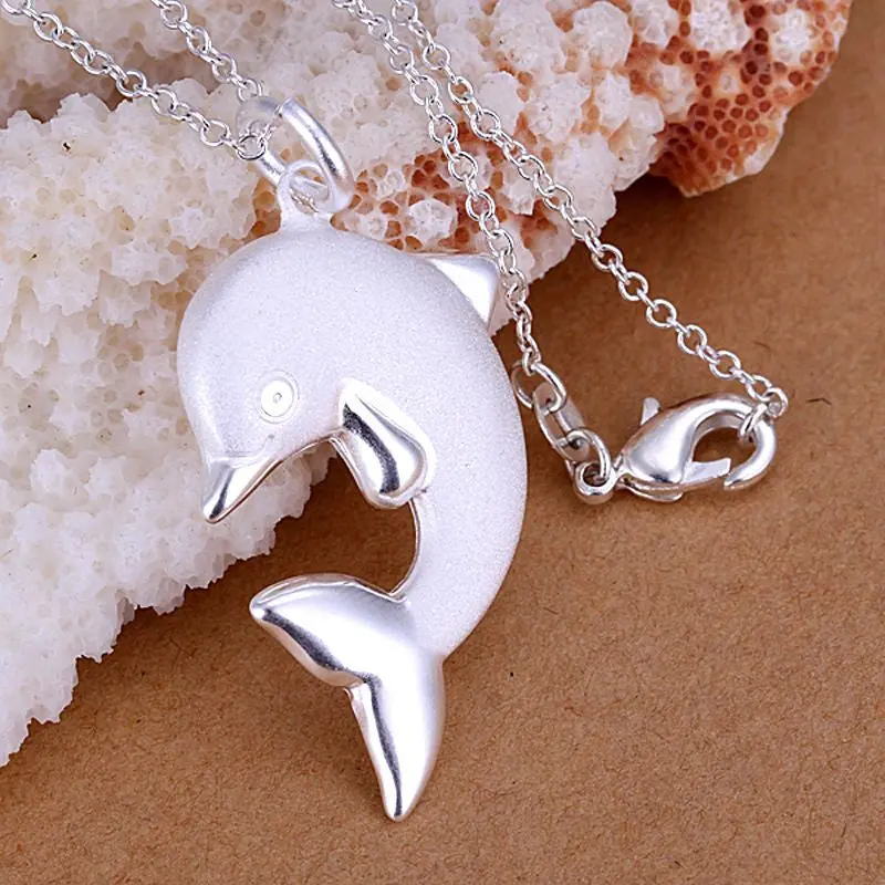 Silver-Plated Pendant Frosted Dolphins Tenis Masculino 1
