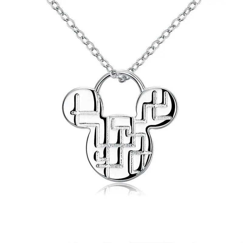 Silver Plated Pendant Mickey Tag Collares Populares Jewellery 1