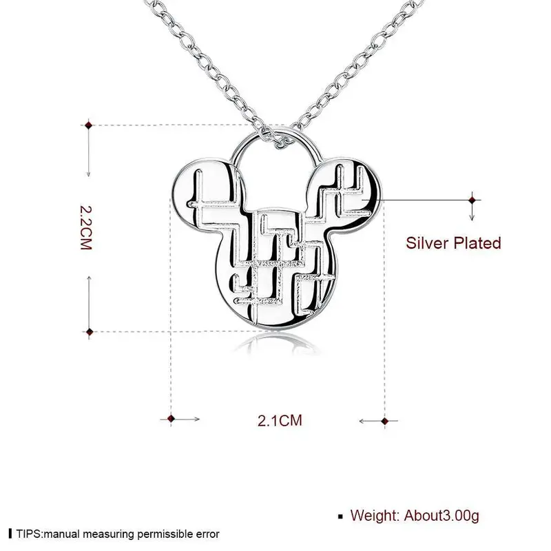 Silver Plated Pendant Mickey Tag Collares Populares Jewellery 2