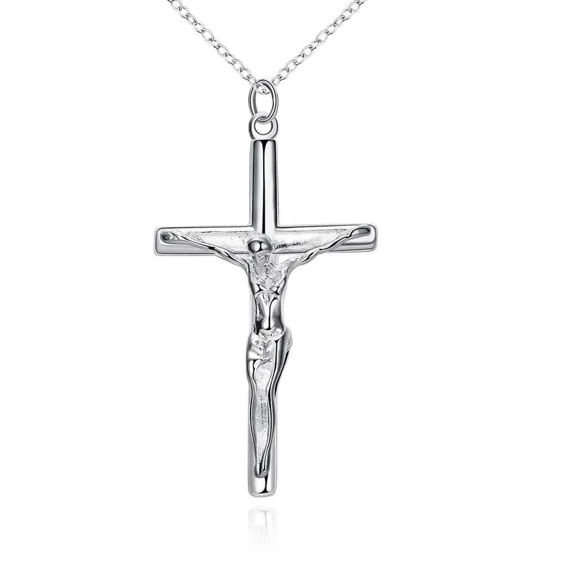 Silver Plated Pendant Necklace Big Wings Cross Perfume Women Fine Jewelry 3