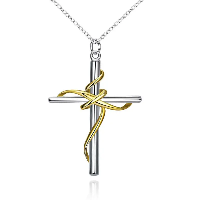 Silver Plated Pendant Necklace Big Wings Cross Perfume Women Fine Jewelry 4
