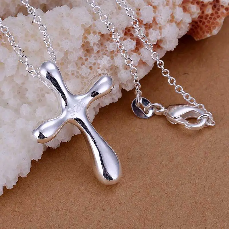 Silver Plated Pendant Necklace Big Wings Cross Perfume Women Fine Jewelry 9