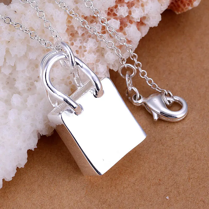 Silver Plated Pendant Necklace Handbag Vintage Necklace Bijoux Women 1