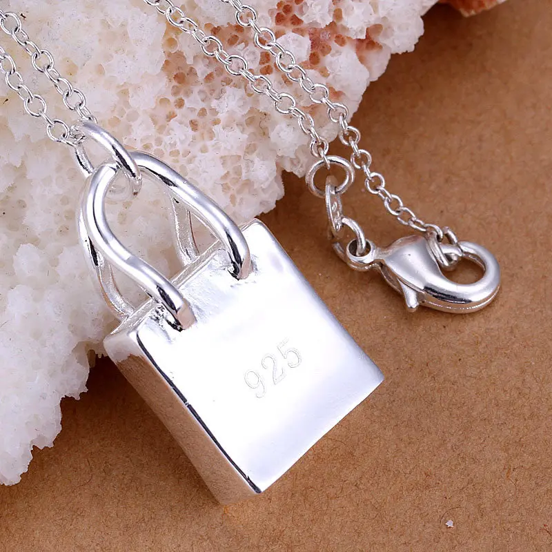 Silver Plated Pendant Necklace Handbag Vintage Necklace Bijoux Women 2