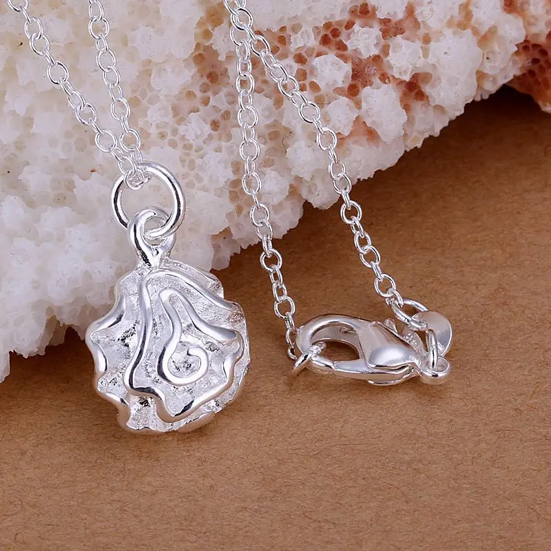 Silver Plated Pendant Small Rose Bead Necklace Floating Charms 1