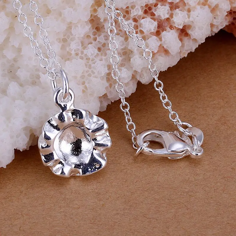 Silver Plated Pendant Small Rose Bead Necklace Floating Charms 2