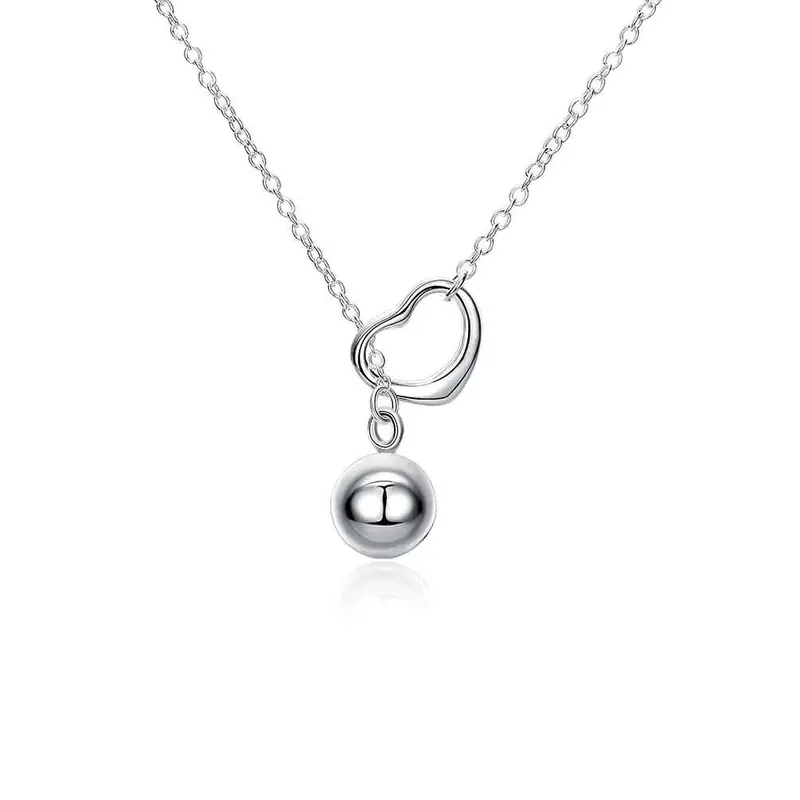 Silver Plated Pendants Double Heart Tag Collier Femme Bijoux Women113 4