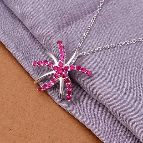 Silver Plated Pendants Inlaid Stone Starfish Tenis Masculino Jewerly Accessories211 1