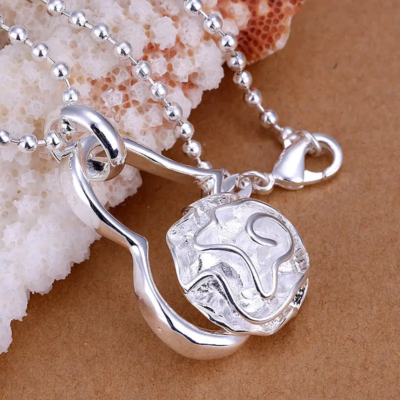 Silver-Plated Pendants Rose Heart Colar Feminino Costume Jewellery 1