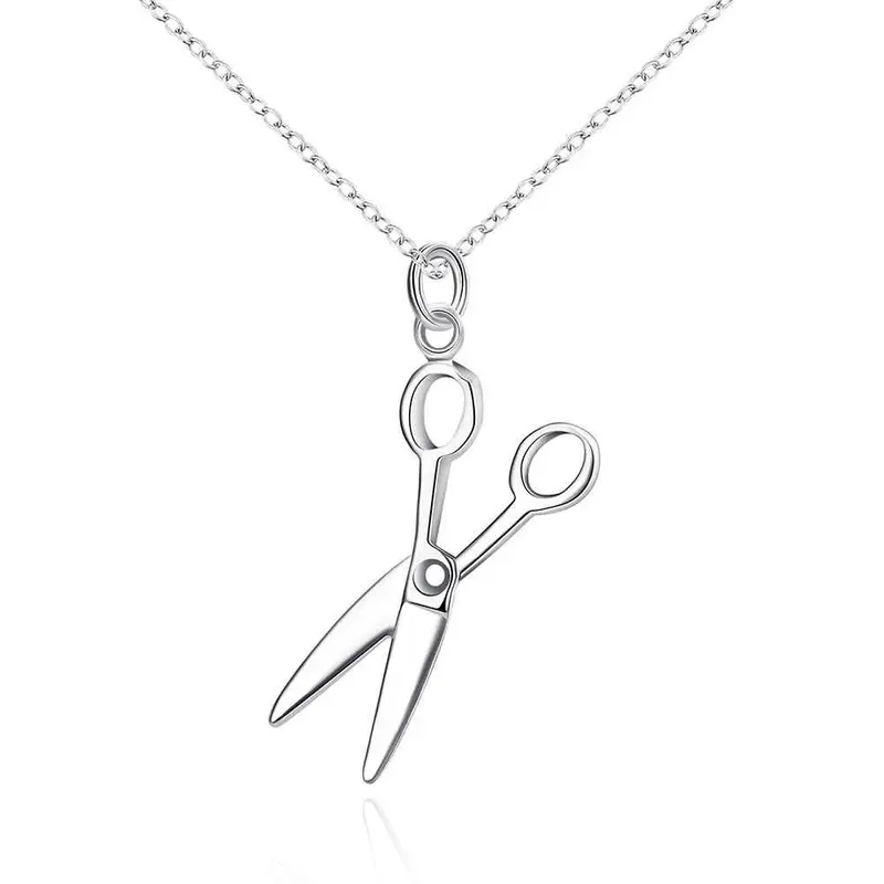 Silver Plated Pendants Scissors Collane Joias 1