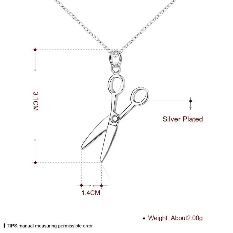Silver Plated Pendants Scissors Collane Joias 2