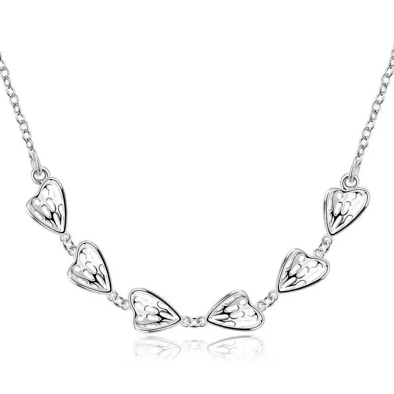Silver Plated Pendants Three Hearts Pierced Half Kolye Joyas214 1
