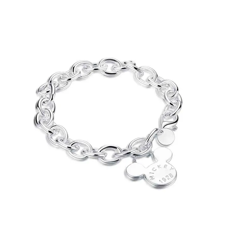 Silver Plated Pulseras Mickey Tag Bracelete Jewelry European Style Hbh 31 2